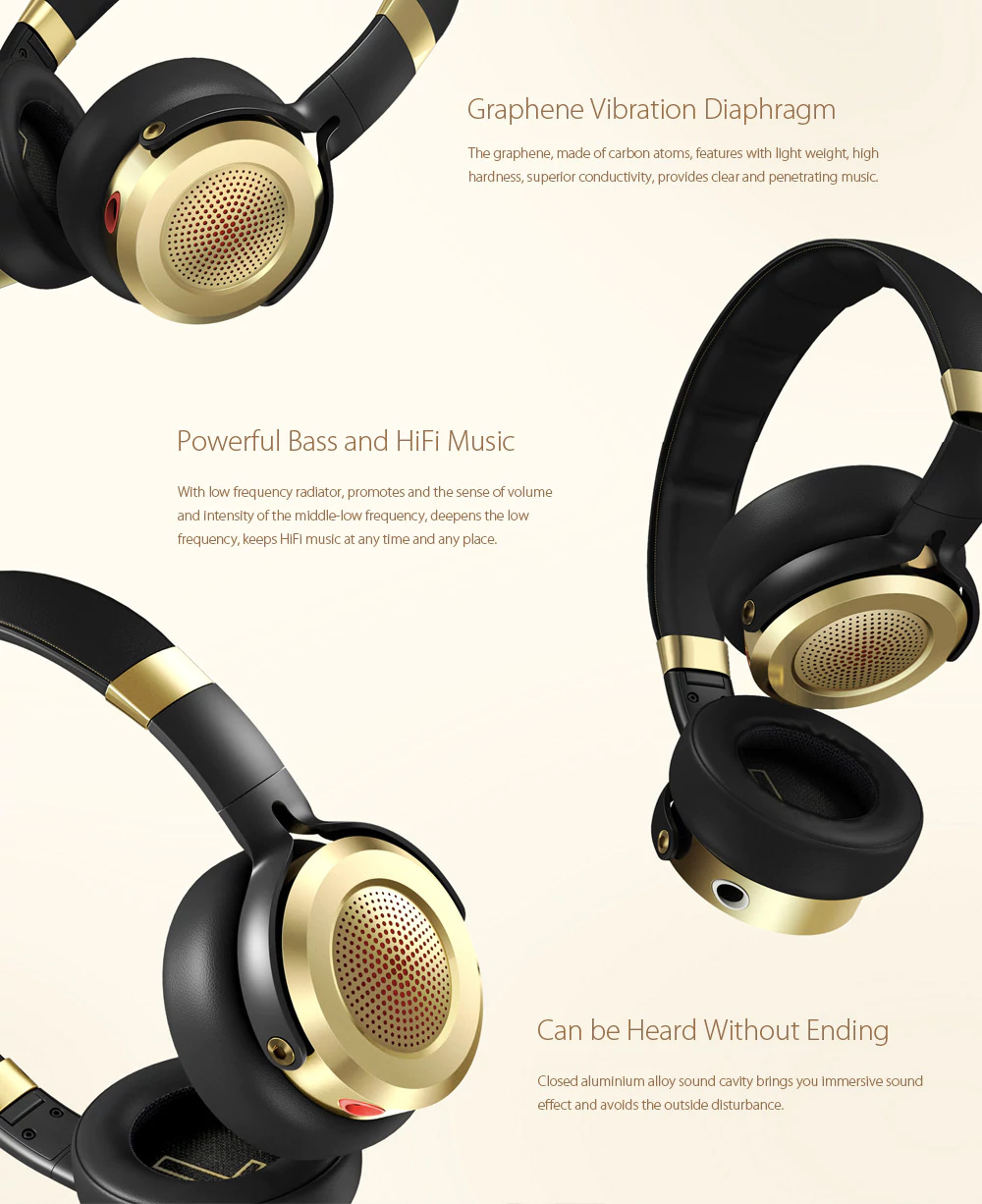 Original Xiaomi Foldable HiFi Stereo Headphones with Headband / Low Impedance / Music Phone Call / Noise Reduction Function for Phone Tablet PC - Golden