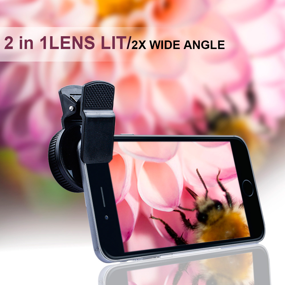 Apexel APL-0.63WM 0.63X Wide Angle + Macro Lens For Mobile Phones Tablet PCs