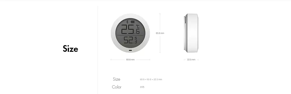 Xiaomi Mijia Bluetooth Temperature Humidity Monitor Sensor APP Control Built-in Sensor LCD Display Magnetic Stick Ultra-Low Power Thermostat -White