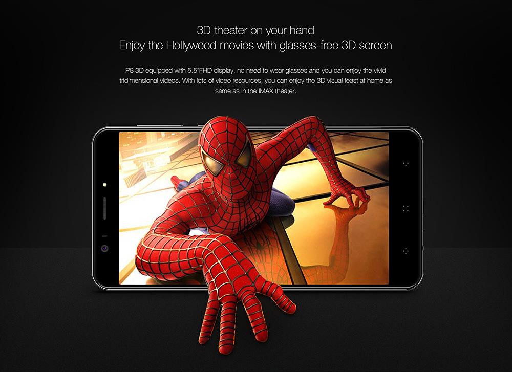 [HK Stock]Elephone P8 3D 5.5 Inch Smartphone Glasses-free 3D Screen 4GB 64GB Dual Rear Camera Octa Core Android 7.0 Touch ID 4050mAh Battery Metal Unibody - Red