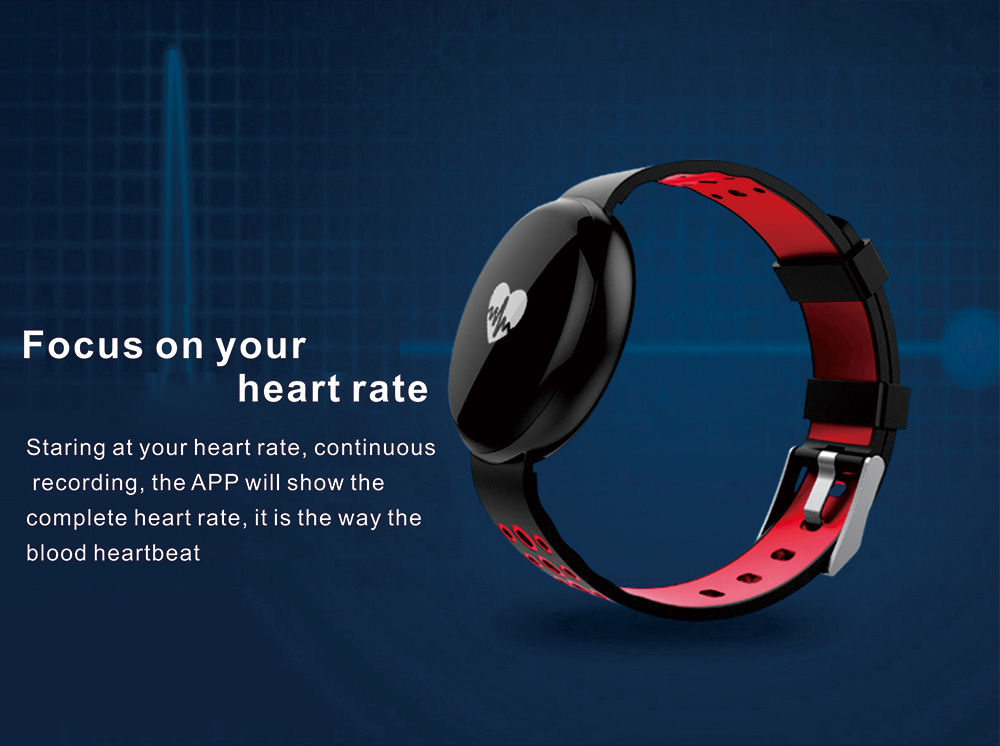 LYNWO I8 Smart Bracelet NRF52832 Chip Blood Oxygen Blood Pressure Monitor IP67 Water Resistant Compatible With Android IOS - Red