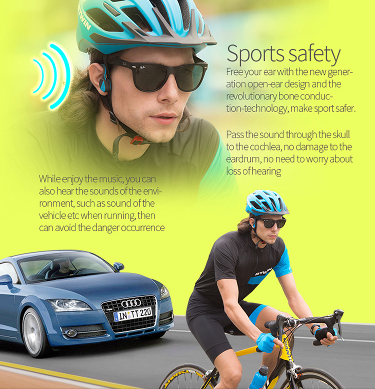 Vidonn F1 Bone Conduction Bluetooth Headset with Mic Blue