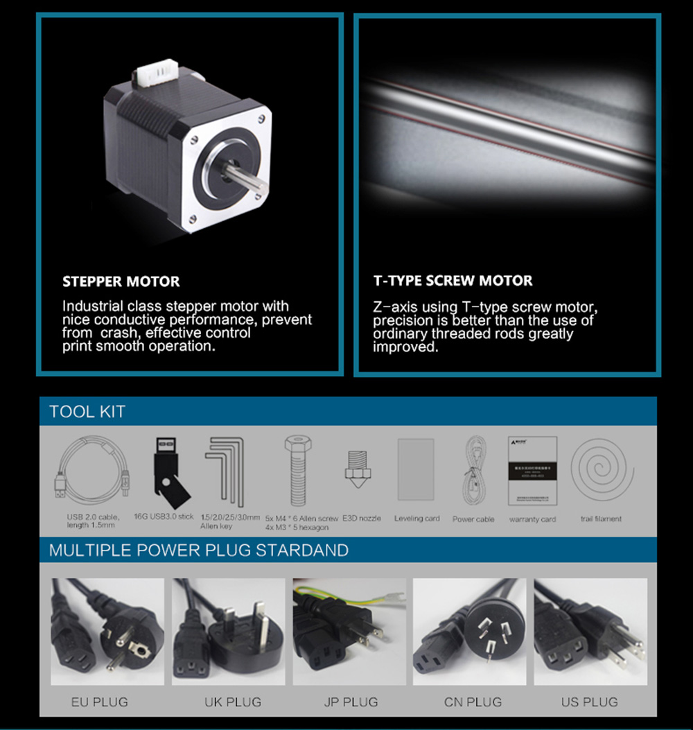 JGAURORA A5 Updated 3D Printer Large Printing Size 305x305x320mm - Black