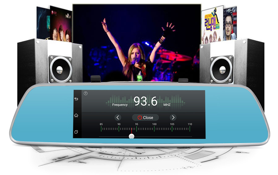 V200 MTK6582 7 Inch 3G Dash Camera FHD 1080P WiFi Android 5.0 GPS Rear-mirror Camera 140 Degree FOV With Dual Lens - Silver