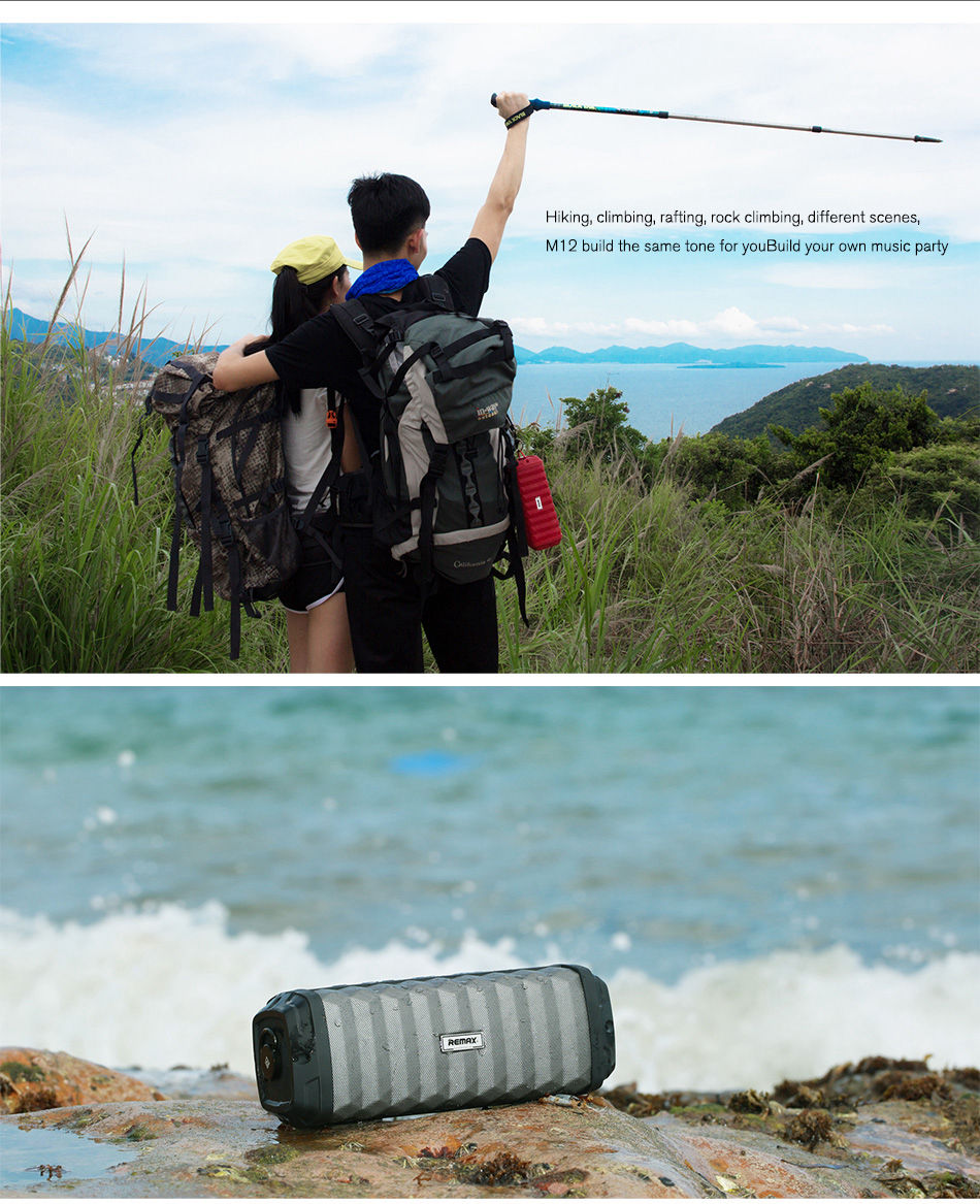 REMAX RB-M12 Bluetooth Speaker with Mic IPX7 Water Resistance 4000mAh - Black