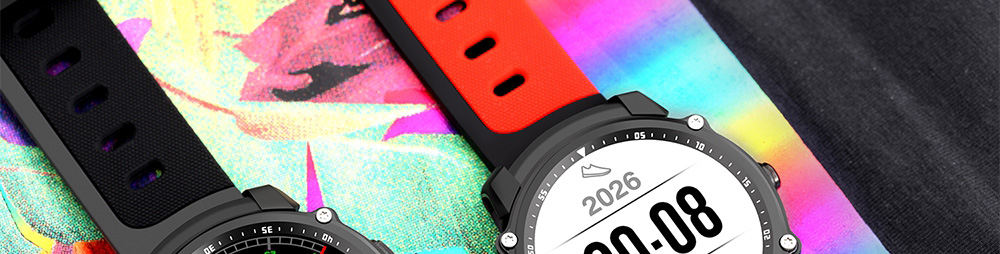 Makibes FS08 Smartwatch GPS Heart Rate Monitor MTK2503 Bluetooth IP68 Water Resistant Compatible with iOS Android  - Black+Red