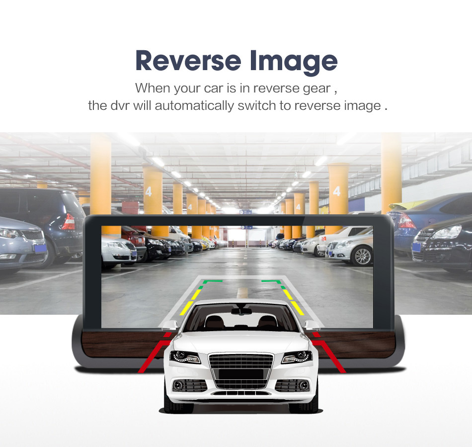 V40 MTK6582 7 Inch 3G Dash Camera FHD 1080P WiFi Android 5.0 GPS Rear-mirror DVR 140 Degree FOV Dual Lens - Black