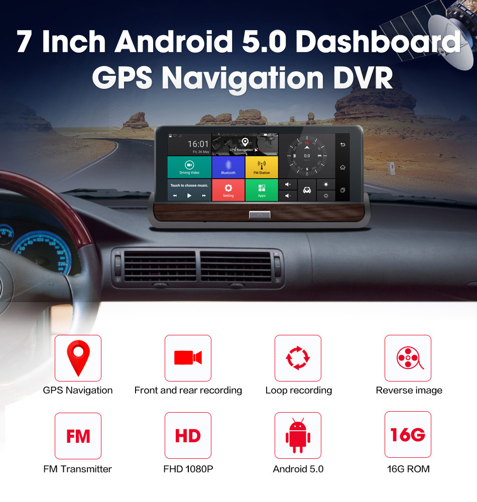 V40 Dual Lens 1080P Car Rearview Mirror DVR G-sensor Dash Cam Motion Detection
