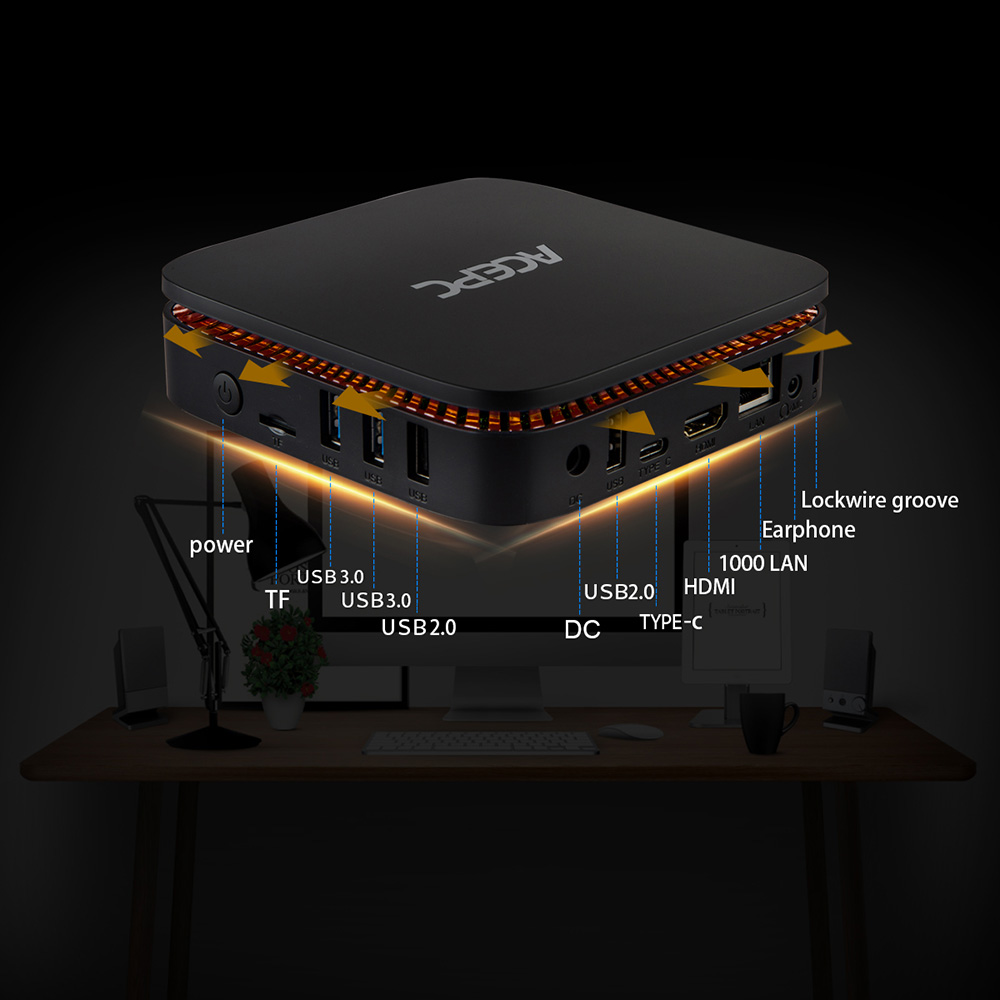 ACEPC AK1 Licensed Windows 10 64Bit 4GB/32GB Mini PC Intel Celeron J3455 SATA 3.0 AC WiFi Bluetooth Gigabit LAN USB3.0 Type-C HDMI