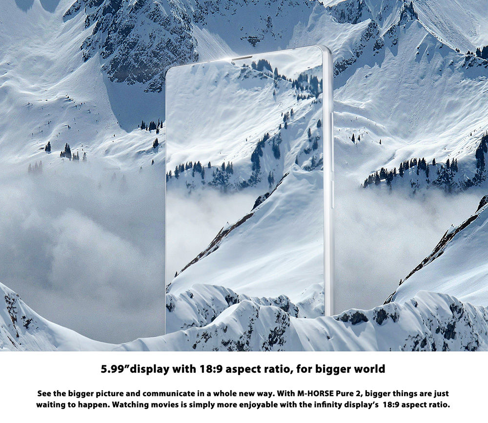 M-horse Pure 2 5.99 Inch Smartphone 18:9 Full Screen 4GB 64GB MT6750T Octa Core Dual Rear Camera Android 7.0 Touch ID - Blue