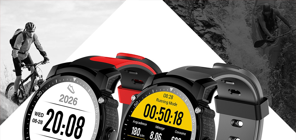 Makibes FS08 Smartwatch GPS Heart Rate Monitor MTK2503 Bluetooth IP68 Water Resistant Compatible with iOS Android  - Black+Red