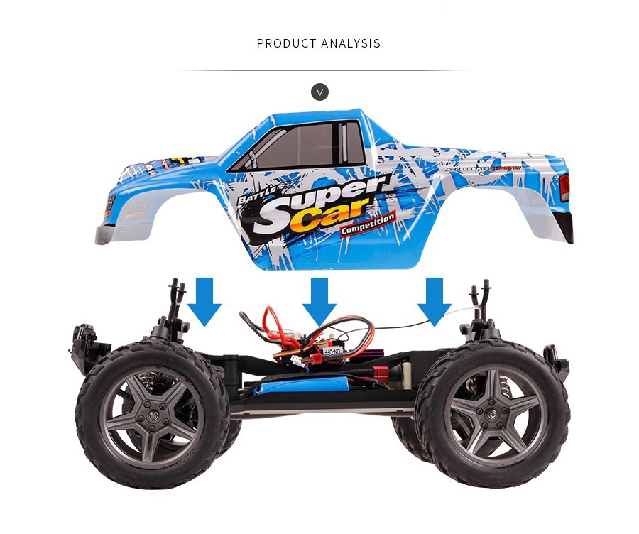 WLtoys 12402 1:12 2.4G 4WD Brushed High Speed Off-road RC Climbing Car RTR - Blue