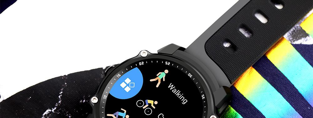 Makibes FS08 Smartwatch GPS Heart Rate Monitor MTK2503 Bluetooth IP68 Water Resistant Compatible with iOS Android  - Black+Gray