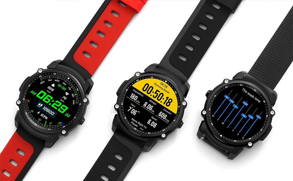 Makibes FS08 Smartwatch GPS Heart Rate Monitor MTK2503 Bluetooth IP68 Water Resistant Compatible with iOS Android  - Black+Gray