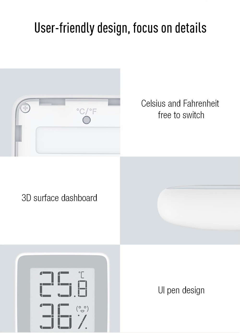 Xiaomi Miaomiaoce Digital Thermometer Hygrometer White