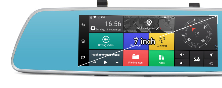 V200 MTK6582 7 Inch 3G Dash Camera FHD 1080P WiFi Android 5.0 GPS Rear-mirror Camera 140 Degree FOV With Dual Lens - Silver