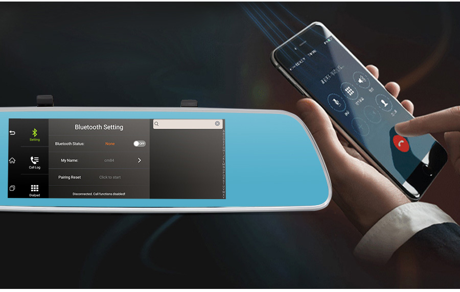 V200 MTK6582 7 Inch 3G Dash Camera FHD 1080P WiFi Android 5.0 GPS Rear-mirror Camera 140 Degree FOV With Dual Lens - Silver