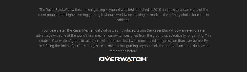 [HK Stock] Razer Overwatch BlackWidow Chroma Wired Mechanical Gaming Keyboard RGB Backlit Fully Programmable Clicky Razer Green Switch - Black