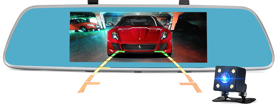 V200 MTK6582 7 Inch 3G Dash Camera FHD 1080P WiFi Android 5.0 GPS Rear-mirror Camera 140 Degree FOV With Dual Lens - Silver