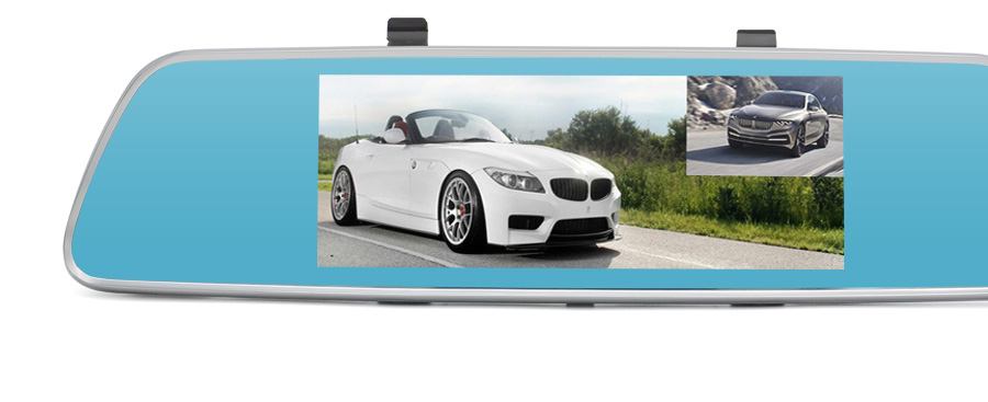 V200 MTK6582 7 Inch 3G Dash Camera FHD 1080P WiFi Android 5.0 GPS Rear-mirror Camera 140 Degree FOV With Dual Lens - Silver