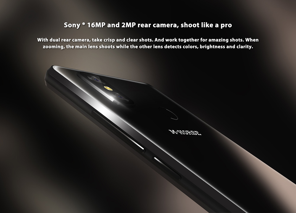 M-horse Pure 2 5.99 Inch Smartphone 18:9 Full Screen 4GB 64GB MT6750T Octa Core Dual Rear Camera Android 7.0 Touch ID - Black