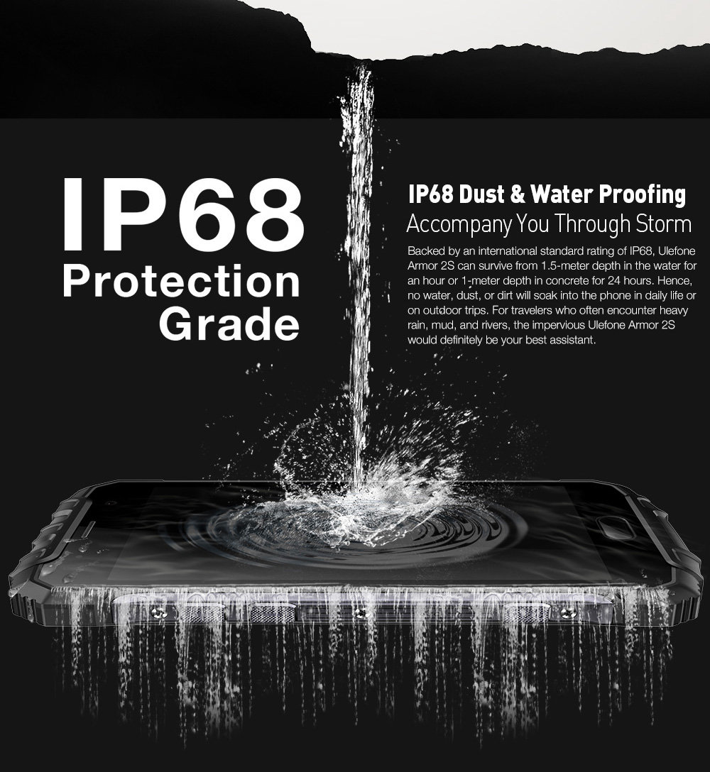 [HK Stock]Ulefone Armor 2S 5.0 Inch IP68 Waterproof 4G LTE Smartphone FHD Screen 2GB 16GB MT6737T Quad Core 13.0MP Camera Android 7.0 Touch ID NFC Fast Charge - Gold