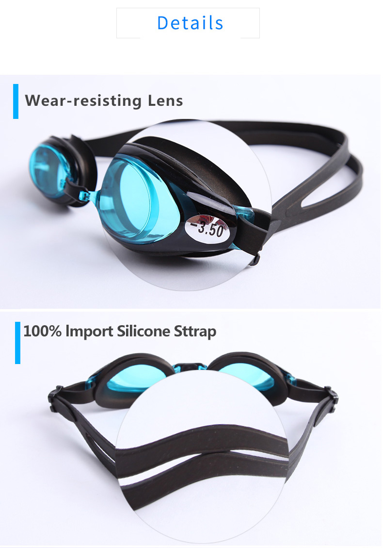 Whale OTP-6000 Prescription Swim Goggles(Prescription 2.0-7.0 Diopters)Anti-fog UV Protection Leakproof Swimming Glasses for 7.0 Diopter - Black
