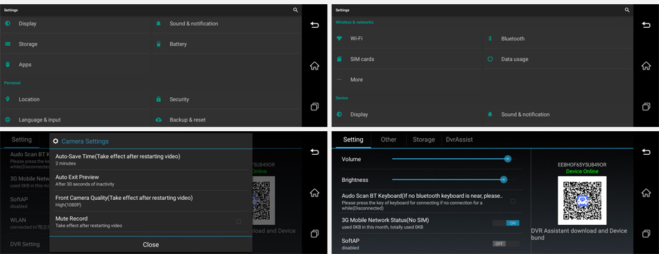 V40 MTK6582 7 Inch 3G Dash Camera FHD 1080P WiFi Android 5.0 GPS Rear-mirror DVR 140 Degree FOV Dual Lens - Black