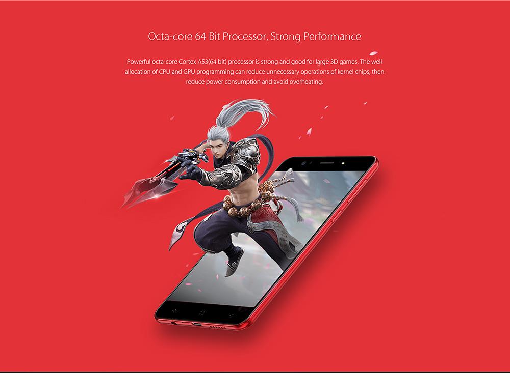 [HK Stock]Elephone P8 3D 5.5 Inch Smartphone Glasses-free 3D Screen 4GB 64GB Dual Rear Camera Octa Core Android 7.0 Touch ID 4050mAh Battery Metal Unibody - Red