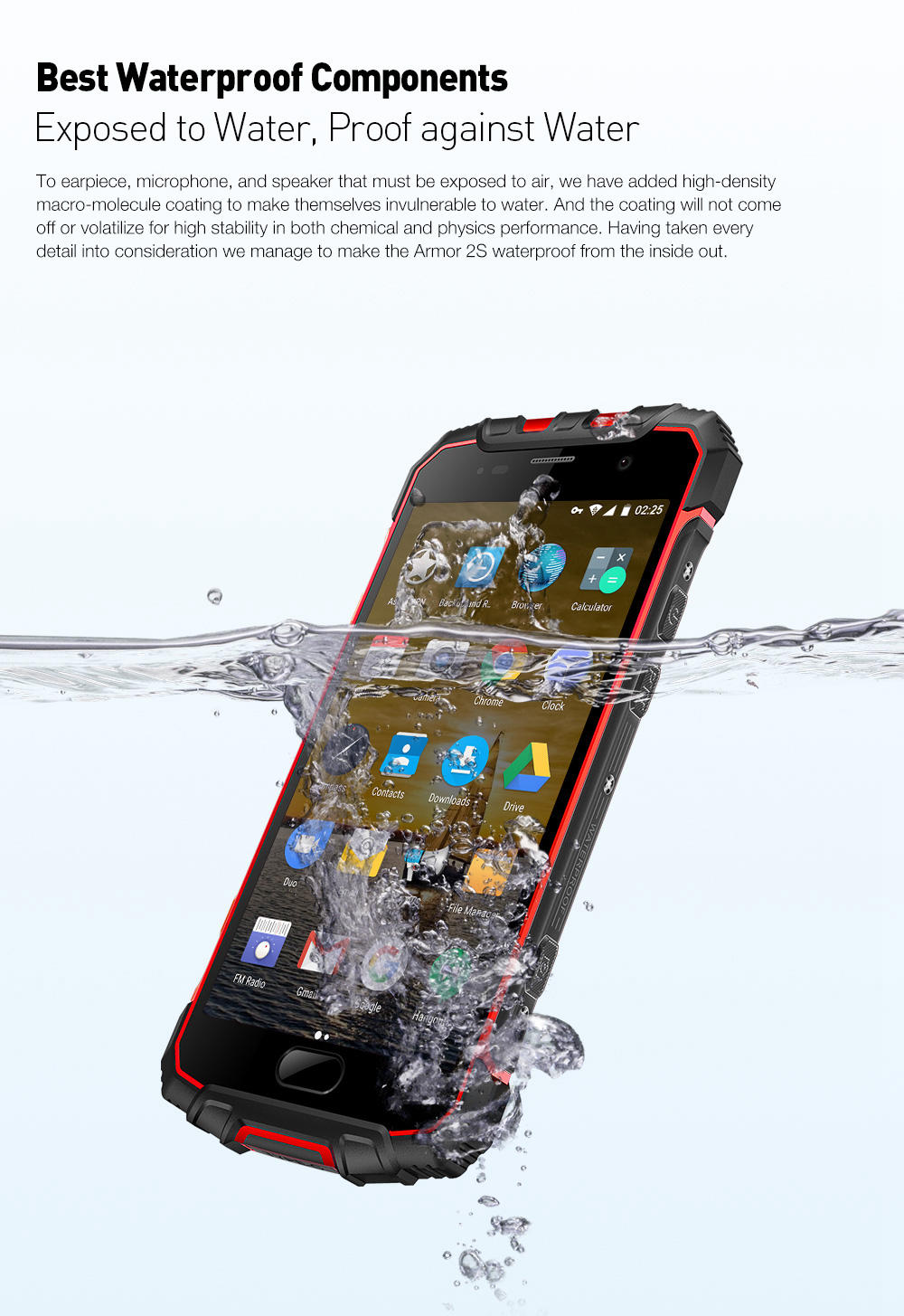 [HK Stock]Ulefone Armor 2S 5.0 Inch IP68 Waterproof 4G LTE Smartphone FHD Screen 2GB 16GB MT6737T Quad Core 13.0MP Camera Android 7.0 Touch ID NFC Fast Charge - Gold