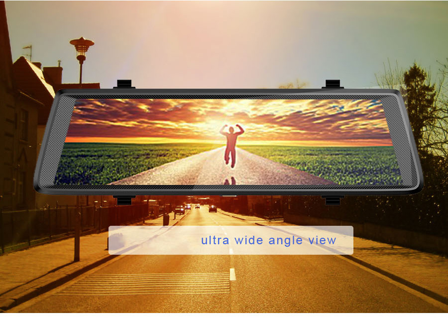 V6 MTK6582 10 Inch 3G Dash Camera Android 5.0 FHD 1080P WiFi Dual Lens GPS 160 Degree Wide Angle - Black