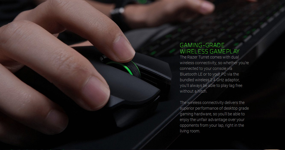 [HK Stock] Razer Turret Gaming Lapboard Wireless Bluetooth Mouse + Keyboard Kit With 2.4G Receiver For Living Room Gaming - Black
