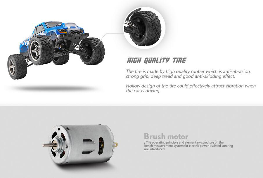 WLtoys 12402 1:12 2.4G 4WD Brushed High Speed Off-road RC Climbing Car RTR - Blue