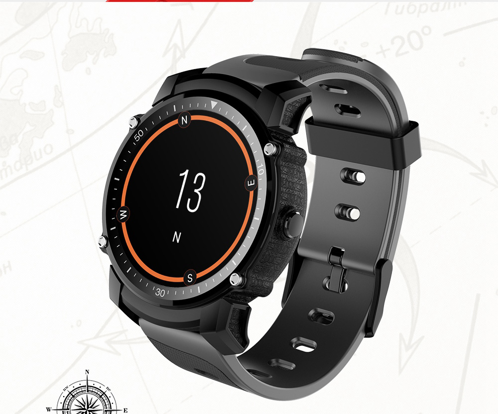 Makibes FS08 Smartwatch GPS Heart Rate Monitor MTK2503 Bluetooth IP68 Water Resistant Compatible with iOS Android  - Black+Gray