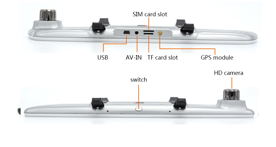 V200 MTK6582 7 Inch 3G Dash Camera FHD 1080P WiFi Android 5.0 GPS Rear-mirror Camera 140 Degree FOV With Dual Lens - Silver