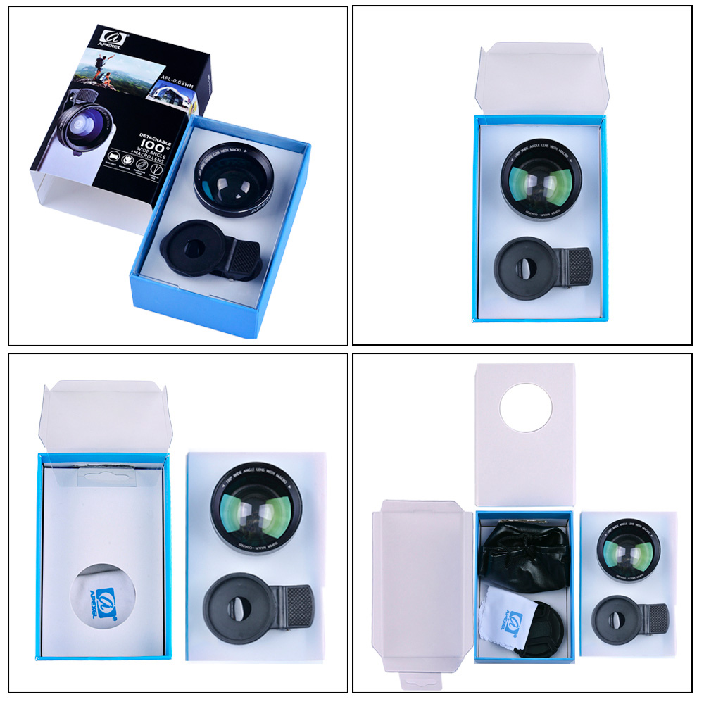 Apexel APL-0.63WM 0.63X Wide Angle + Macro Lens For Mobile Phones Tablet PCs