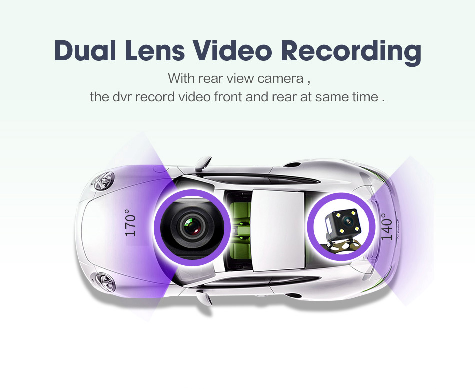 V40 MTK6582 7 Inch 3G Dash Camera FHD 1080P WiFi Android 5.0 GPS Rear-mirror DVR 140 Degree FOV Dual Lens - Black