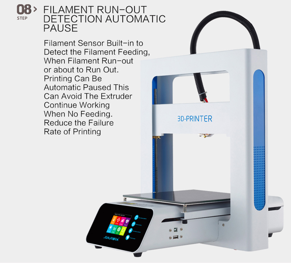 JGAURORA A3S DIY 3D Printer Fully Metal LCD Display Control - White