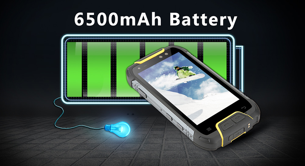 SNOPOW M10 5.0 Inch 4G LTE Smartphone IP68 Waterproof FHD 6GB 64GB MTK6757 Octa Core 16.0MP Camera Android 7.0 6500mAh Large Battery Fast Charge NFC- Yellow