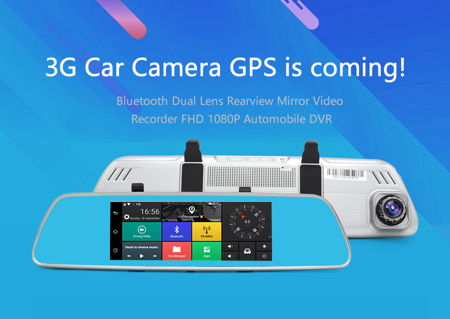 V200 MTK6582 7 Inch 3G Dash Camera FHD 1080P WiFi Android 5.0 GPS Rear-mirror Camera 140 Degree FOV With Dual Lens - Silver