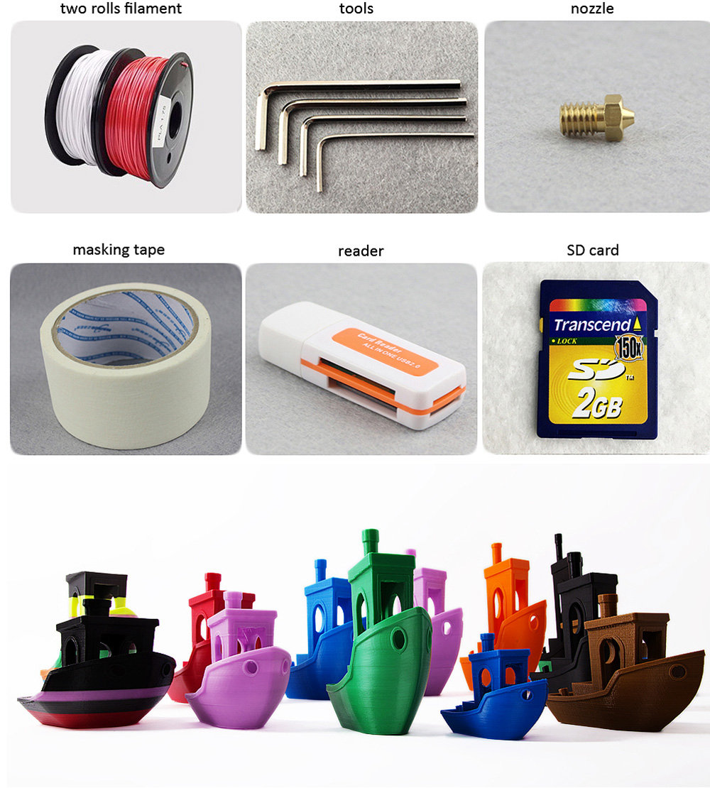 Flsun-Z 3D Printer Kit Large Printing Size 200*200*250mm Auto-leveling Heated Bed with 2 Rolls Filament