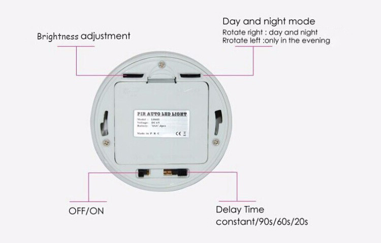 L0605 Infrared Human Body Induction Lamp Auto PIR 6 LEDs Light Night Light -White