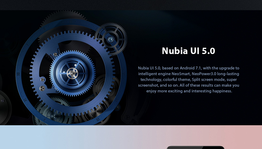 [HK Stock][Package B][Official Global Version]ZTE Nubia Z17 Lite 5.5 Inch Smartphone 6GB 64GB 13.0MP Dual Rear Camera Snapdragon 653 Octa Core Android 7.1 (Black Gold) + Soft Case + Tempered Glass