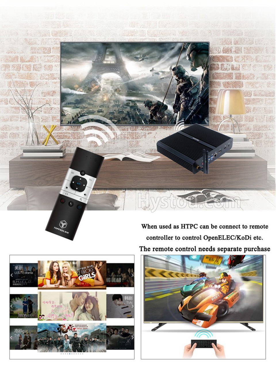 Hystou FMP05B Intel Core i7-7500U 8GB RAM 256GB SSD 4K Fanless Mini PC 2.4G WiFi Bluetooth Gigabit LAN HDMI+DP 4*USB3.0 SATA