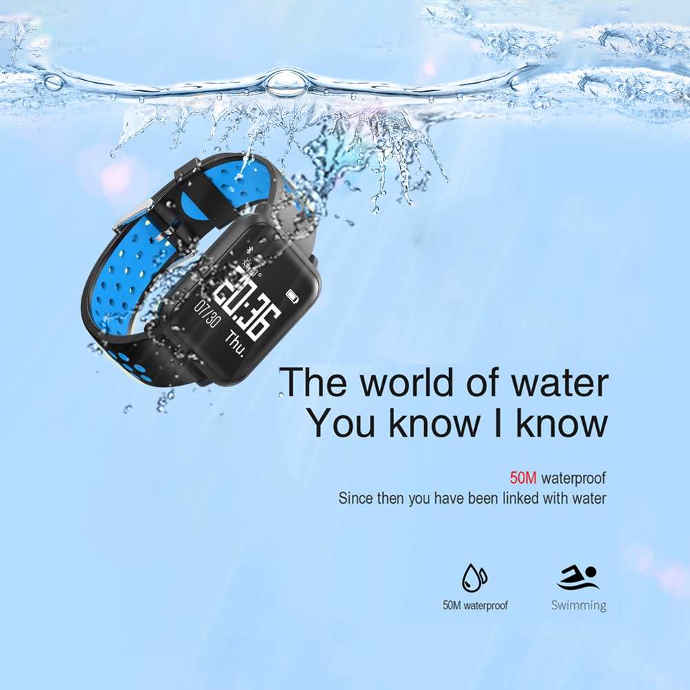 Atongm ATM2018 Smartwatch NRF51822 Chip Blood Pressure Blood Oxygen Monitor IP68 Water Resistant Compatible With Android IOS - Blue