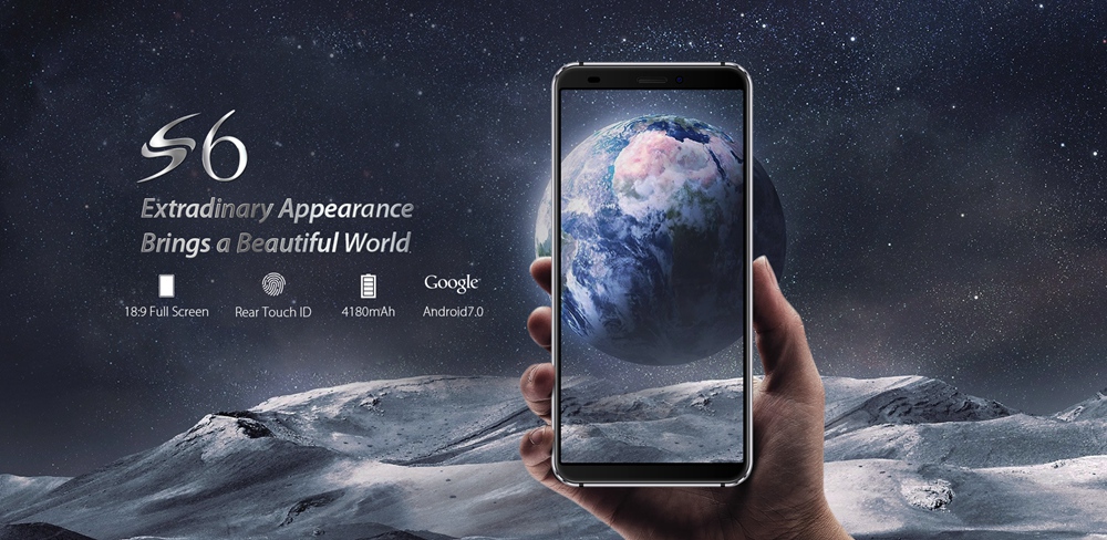 [HK Stock]Blackview S6 5.7 Inch Smartphone 18:9 Full Screen 2GB 16GB MTK6737VWH Quad Core Android 7.0 Touch ID 4180mAh Battery - Gold