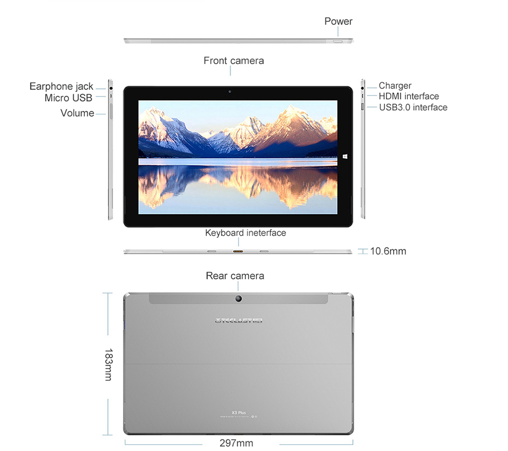 [Package A]Teclast X3 Plus 11.6 Inches Tablet PC(black/silver) + Original Magnetic Keyboard(black)