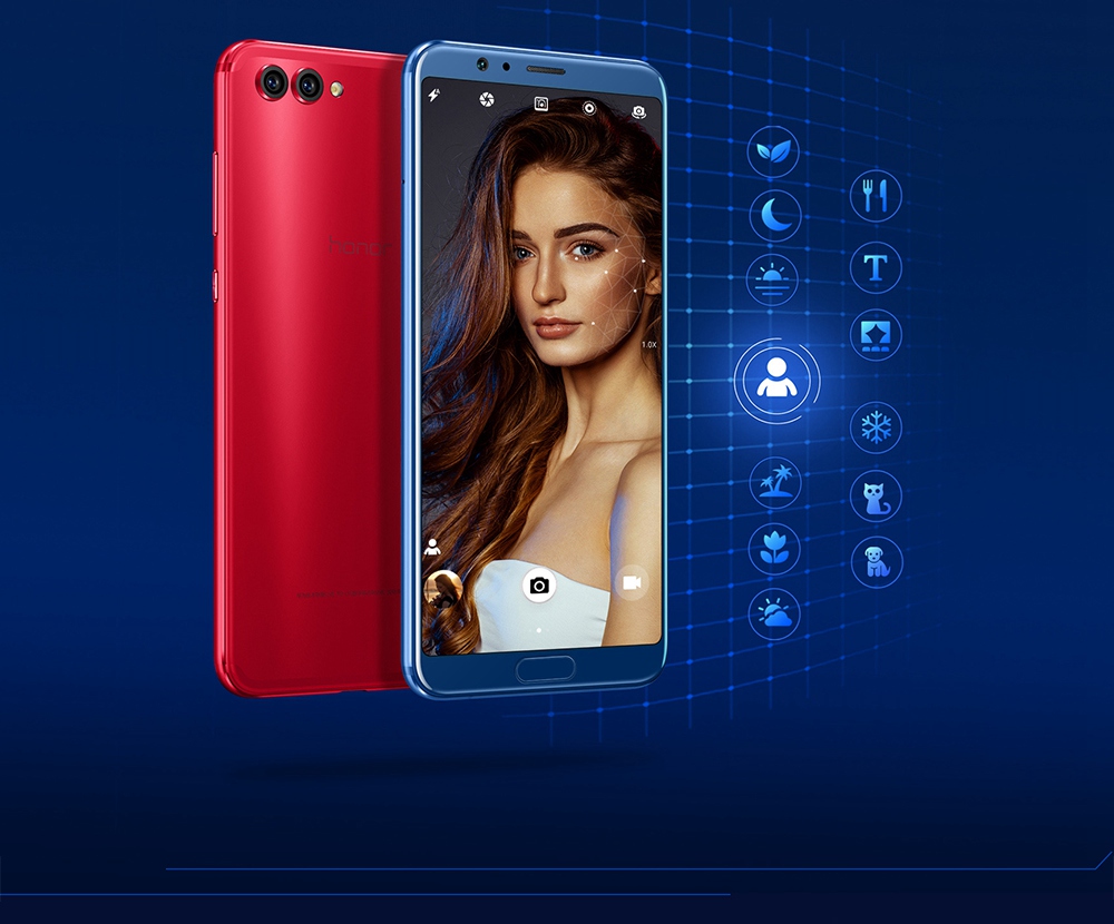 HUAWEI Honor V10 5.99 Inch Smartphone FHD+ Screen Android 8.0 6GB 128GB Kirin 970 Octa Core 20.MP+16.0MP Dual Rear Camera Touch ID NFC IR Remote Control SuperCharge - Gold