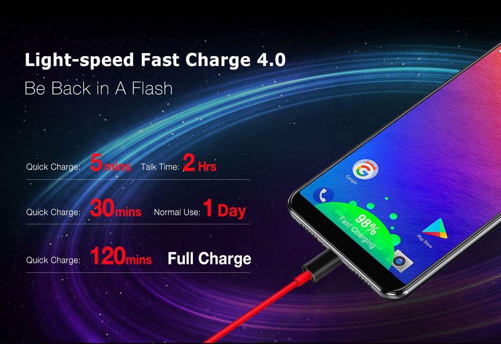 [HK Stock]Ulefone Power 3S 6.0 Inch Smartphone FHD Screen 4GB 64GB Four Cameras Helio P23 Octa Core Android 7.0 Touch ID 6350mAh - Gold
