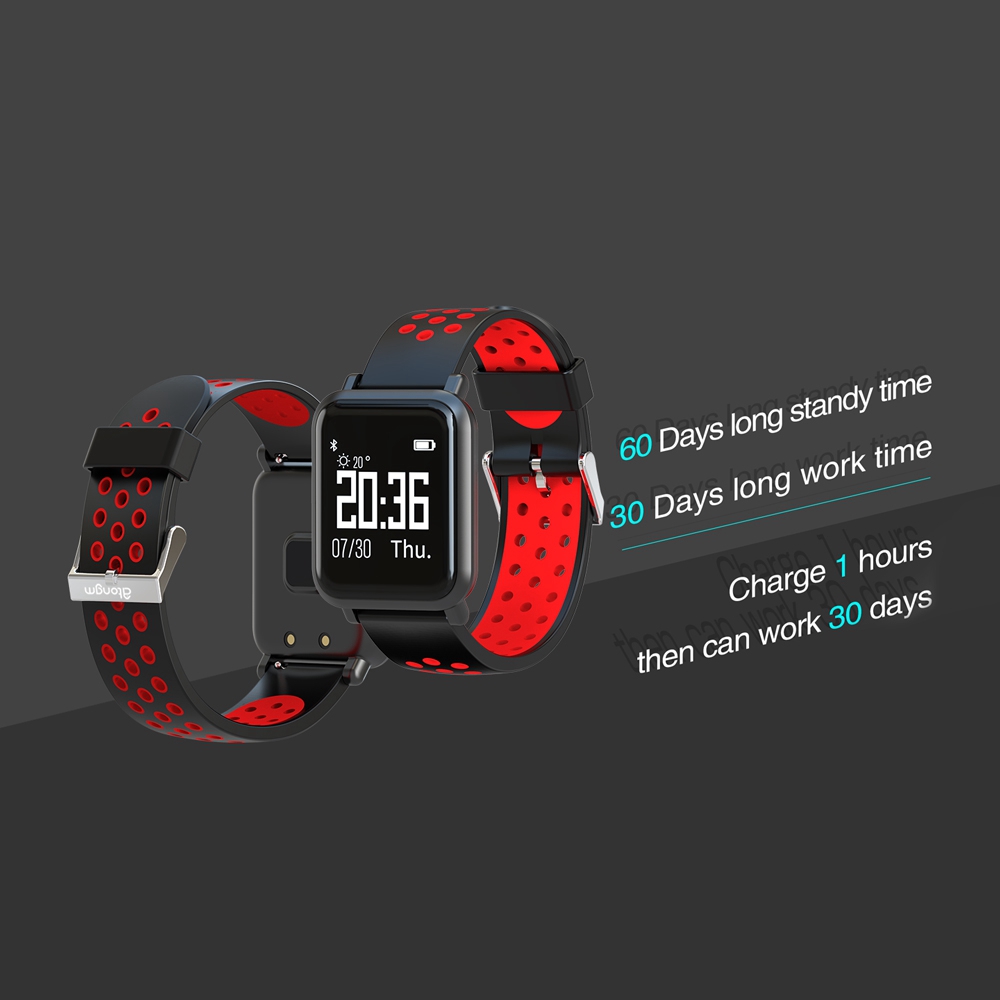 Atongm ATM2018 Smartwatch NRF51822 Chip Blood Pressure Blood Oxygen Monitor IP68 Water Resistant Compatible With Android IOS - Red